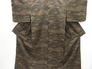 未使用品　田舎風景模様手織り紬着物